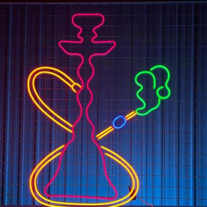 Shisha Hookah Neon Sign, Shisha Smoke Shop Led Sign, Custom Neon Sign, Bar Pub Wall Art, Shisha Lover Gift, Smoke Shop Man Cave Wall Decor Size:20in