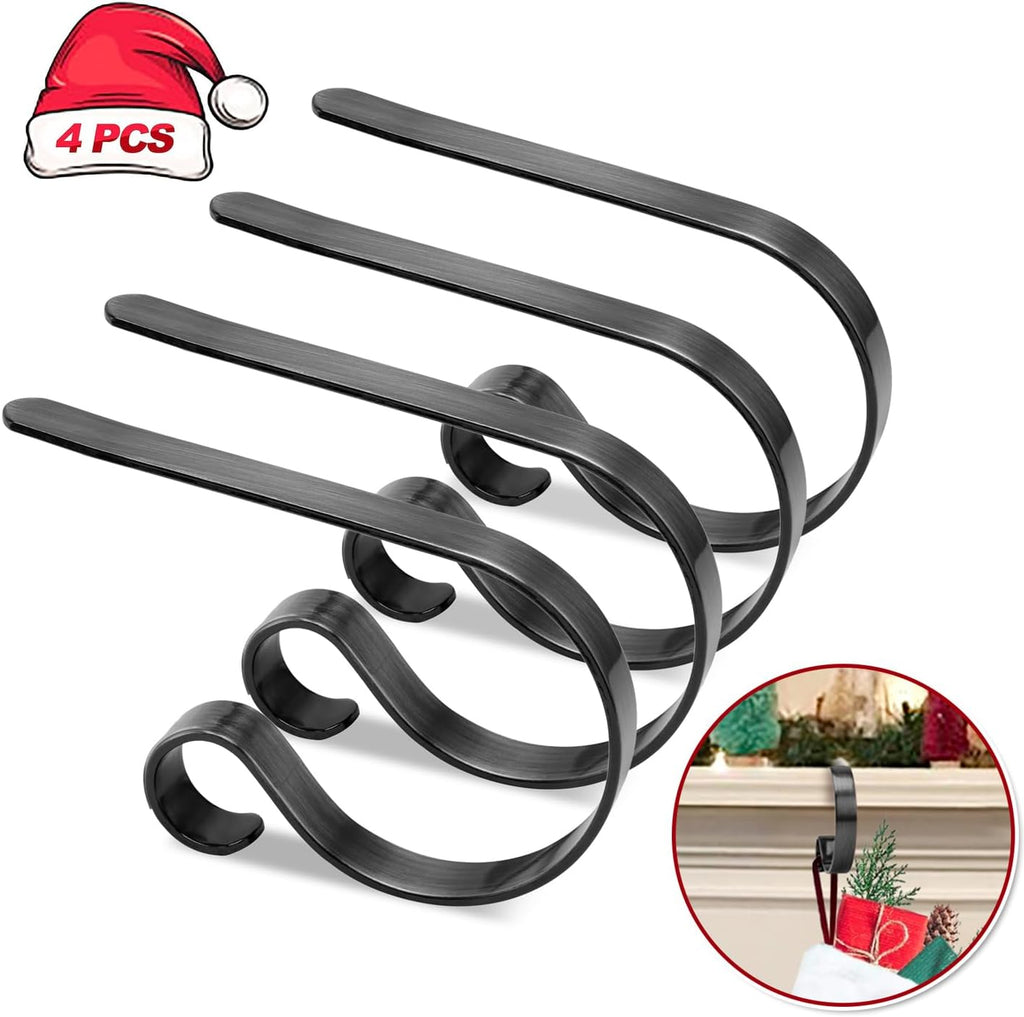 Christmas Stocking Holders for Mantle Set 4, Scratch-Free Christmas Stocking Holders for Fireplace Mantle,Multi-uses Stocking Hooks for Mantle,Mantel Stocking Holders Clip for Xmas Party Decorations