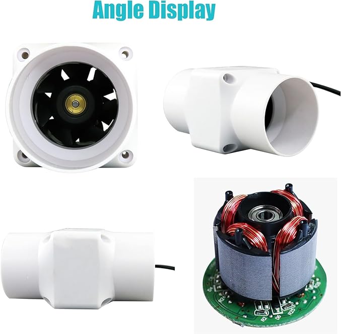 2 Inch Inline Duct Ventilation Fan HVAC Vent Blower 22 Cfm Quiet Ventilation Booster for Hydroponics Grow Tent Pet Room (Color : White, Size : NO Adjustable Speed)