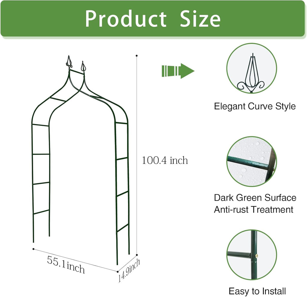 8.3 Ft H x 4.6 Ft W Metal Pergola Arbor for Various Climbing Plant Wedding Garden Arch Bridal Party Decoration Wide Arbor