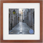 RPJC 11x11 inch Picture Frame Made of Solid Wood and High Definition Glass Display Pictures 8x8 with Mat or 11x11 Without Mat for Wall Mounting Photo Frame Brown
