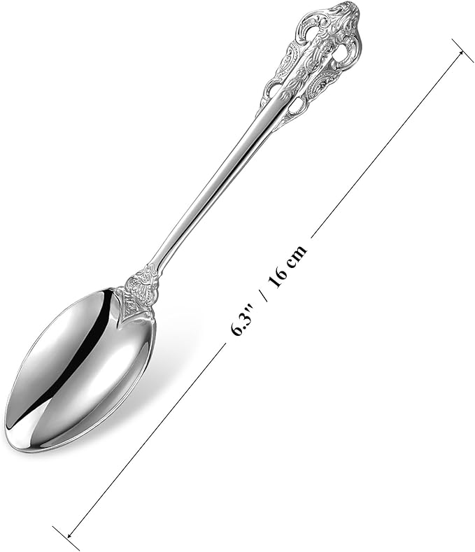 KEAWELL Luxury 6.3" Teaspoons, 18/10 Stainless Steel, Gorgeous Small Spoons, Stirring, Mixing, Sugar, Cake, Dessert Spoons, Mini Antipasto spoons (Silver)