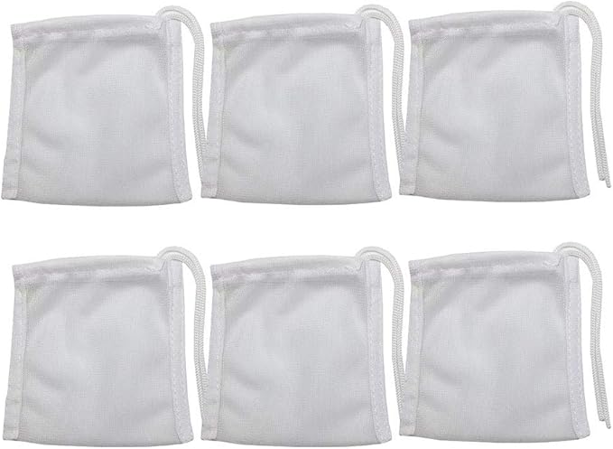 6 Pack Small Sized Filter Bags for Activated Carbon,3 by 4 inches High Flow Aquarium Mesh Media Filters Bag with Drawstrings for Fish Tank Charcoal Filter Bags