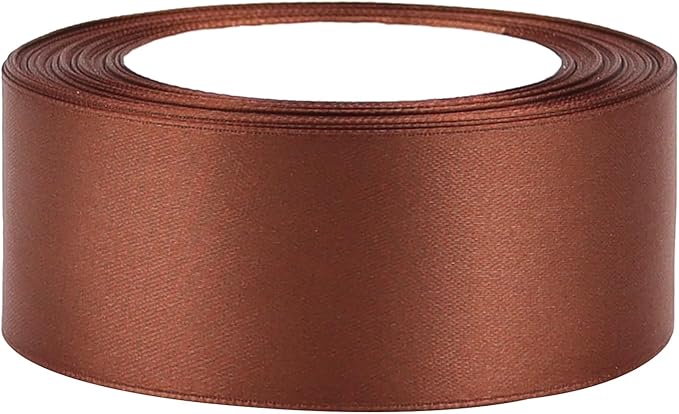 Brown Solid Satin Ribbon 1-1/2 Inch 25 Yards Solid Polyester Fabric Ribbon for Gift Wrapping Wedding Christmas Baby Shower Birthday Party Decoration Handmade Immortal Flower Craft
