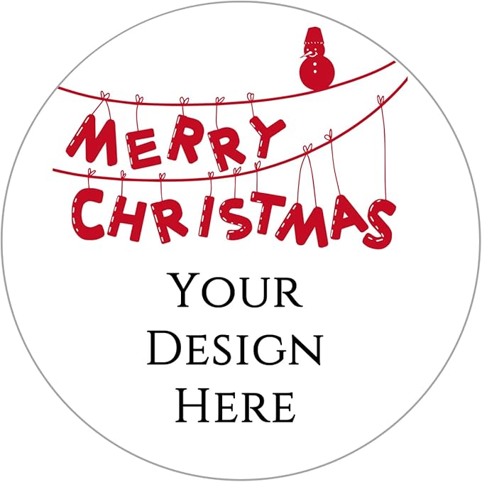100-1000pcs Custom Stickers Merry Christmas Stickers Personalized Labels Adhesive Xmas Decorative Envelope Seals Stickers for Cards Gift Boxes(Round-10)