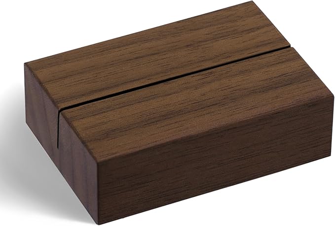 UNIQOOO 12 Pack 2" Rustic Walnut Wood Stands for Cardstock, Wedding Table Numbers Holders, Photo Holder, Photo Display Stand for Event Decor, Retail Shop, Cafe Restaurant Menu, Business Card, Name Tag