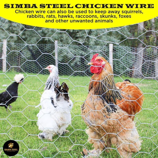 Chicken Wire 48 in x 50 FT x 2” Mesh x 20GA | Poultry Wire Netting | Hot Dipped Galvanised | Hexagonal Galvanized Mesh for Chicken Coop, Rabbit Cage, Fence Barrier