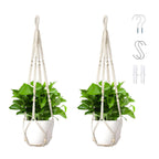 Wdmxszdq Macrame Plant Hanger Set of 2, 35 Inch Indoor Hanging Planter with 4 Hooks, Macrame Plant Hangers for Pots, No Tassels Boho Home Decor, Ivory (Pots Not Included)