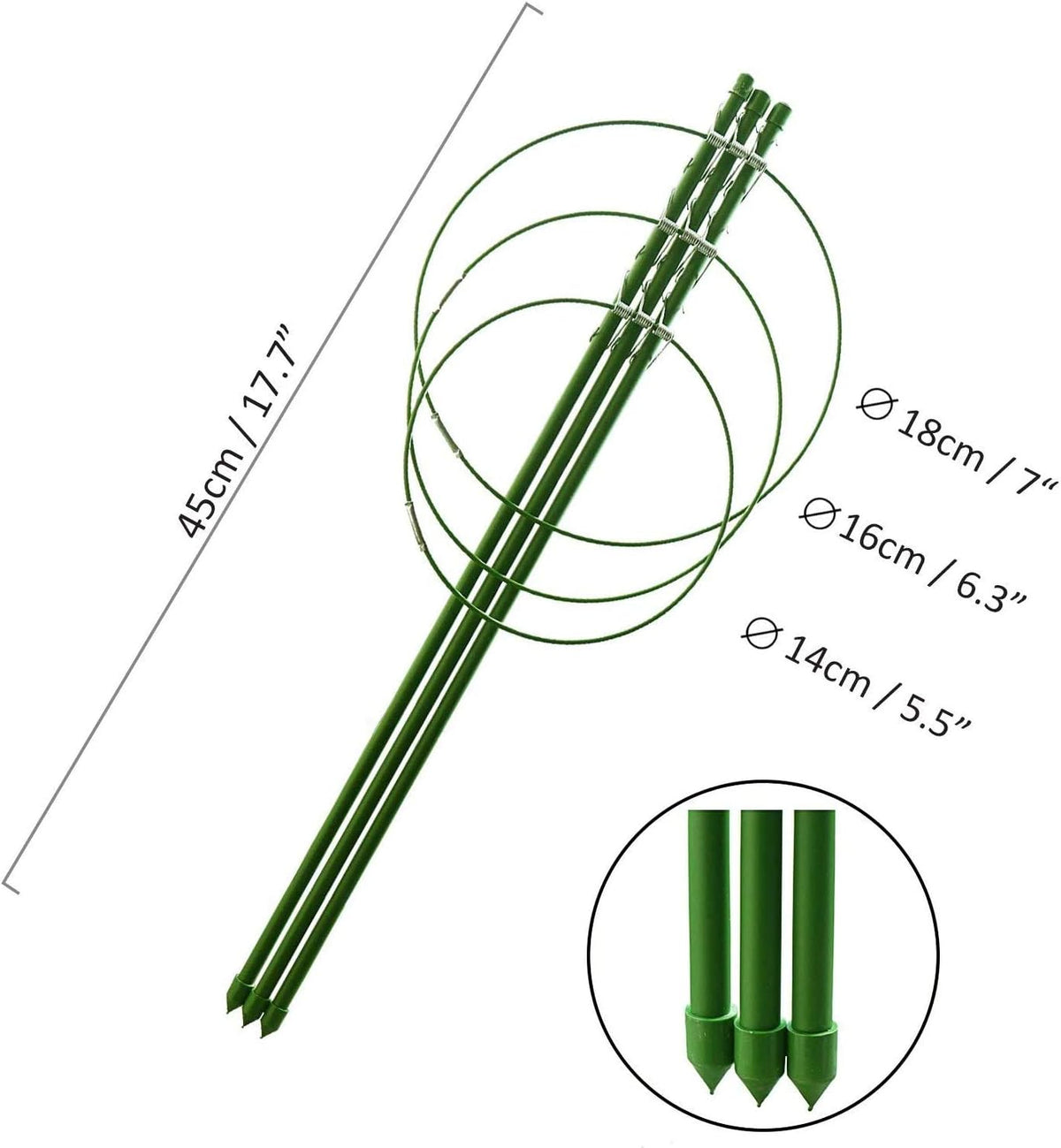 5 Packs Tomato Cages for Garden Cherry Tomato Cage Plant Support Structures, Vegetables Climbing Plants Plant Trellis for Climbing Vegetable Metal 18" with 1 Twist Tie 10 Plant Clip