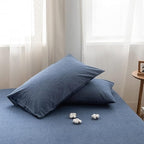 FACE TWO FACE Bedding Duvet Cover Set100% Washed Cotton Duvet Cover Linen Like Textured Breathable Durable Soft Comfy (Full, Navy Blue)