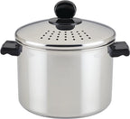 Farberware Classic Series Stainless Steel 8-Quart Covered Straining Stockpot with Lid, Stainless Steel Pot with Lid, Silver