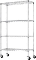 PayLessHere 4-Tier Adjustable Shelf Shelving Unit Shelves Shelf Heavy Duty Storage Steel Organizer Wire Rack (350 lbs Loading Capacity per Shelving) with Wheels Multi-Function Easy Assembly,Chrome