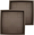 The HC Companies 14 Inch Accent Square Plant Saucer, Lightweight UV-Resistant Plastic Outdoor & Indoor Flower Pot Tray, 2-Pack Plant Pot Trays for Garden & Home Decor, Chocolate