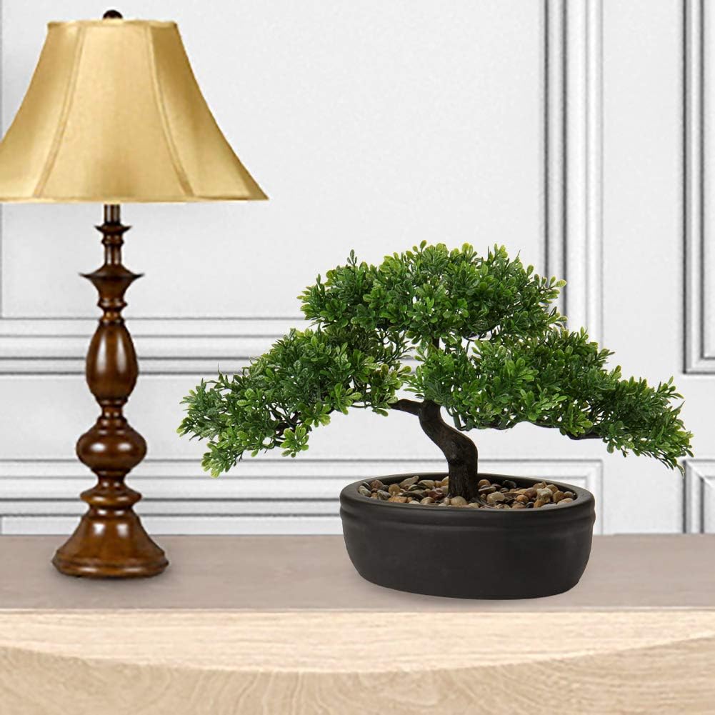 Artificial Bonsai Tree Juniper Faux Plants Indoor Small Fake Plants Decor with Ceramic Pots for Home Table Office Desk Bathroom Shelf Bedroom Living Room Farmhouse Decorations