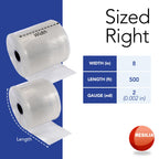RESILIA Lay Flat Poly Tubing - Food-Grade Polyethylene, Custom Poly Bag Packaging Solution, 8 Inches x 500 Feet, 2 Mil, 0.002 Inch, Thickness, 1 Roll, Made in the USA