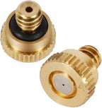 KUWAN 0.016" Orifice (0.4mm) Thread UNC 10/24 Brass Misting Nozzles Low Pressure Atomizing Misting Sprayer Water Hose Nozzle for Greenhouse, Landscaping, Outdoor Cooling Mister System (5PCS)