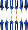12 Packs Garden Pruning Shears with Curved Blades Trimming Scissors, Gardening Hand Pruning Snips Titanium Coated Precision Bonsai Pruning Shears, Convenient Flower Cutters(Blue)