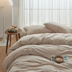 FACE TWO FACE Bedding Duvet Cover Set100% Washed Cotton Duvet Cover Linen Like Textured Breathable Durable Soft Comfy (King, Tannish Linen Grey)
