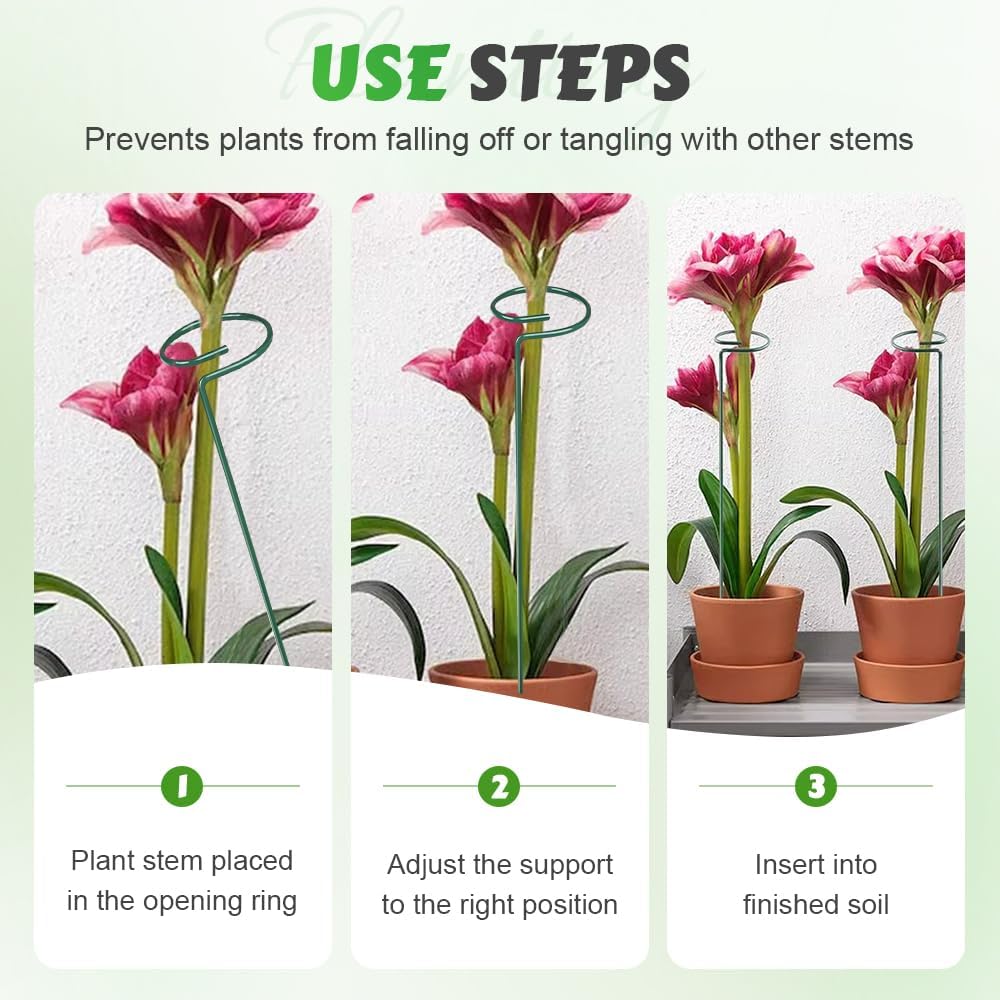 4/8/12 Pack Plant Stakes, 16/24/36 Inch Plant Support Stakes, 2025 New Plant Sticks Support, Flower Stakes for Plants Peony, Tomato Seedling, Marigold, Amaryllis, Sapling, Coreopsis (24 Inch-4 Pack)