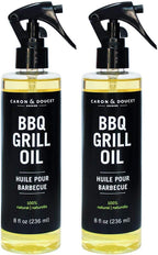 CARON & DOUCET - BBQ Grill Cleaner Oil | 100% Plant-Based & Vegan | Best for Cleaning Barbeque Grills & Grates | Use with Wooden Scrapers, Brushes, Accessories & Tools | Great Gift for Dad! (2X 8oz)