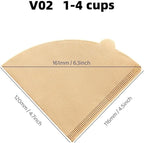 V60 Coffee Filters Size 02 - Disposable Natural Brown Paper Filters for 1-4 Cups - Compatible with Hario V60, Pour Over & Drip Coffee Makers (Natural Unbleached, 02 V60-100 Count)