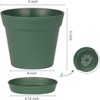 homenote Plant Pots,15 Pack 6 inch Flower Pots with Multiple Drainage Holes and Saucers,Plastic Planters for All Home Garden Flowers Succulents(Green)