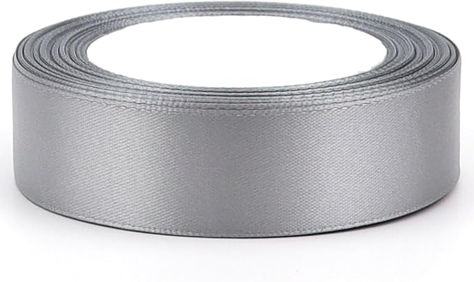 Gray Solid Satin Ribbon 1 Inch 25 Yards Solid Polyester Fabric Ribbon for Gift Wrapping Wedding Christmas Baby Shower Birthday Party Decoration Handmade Immortal Flower Craft