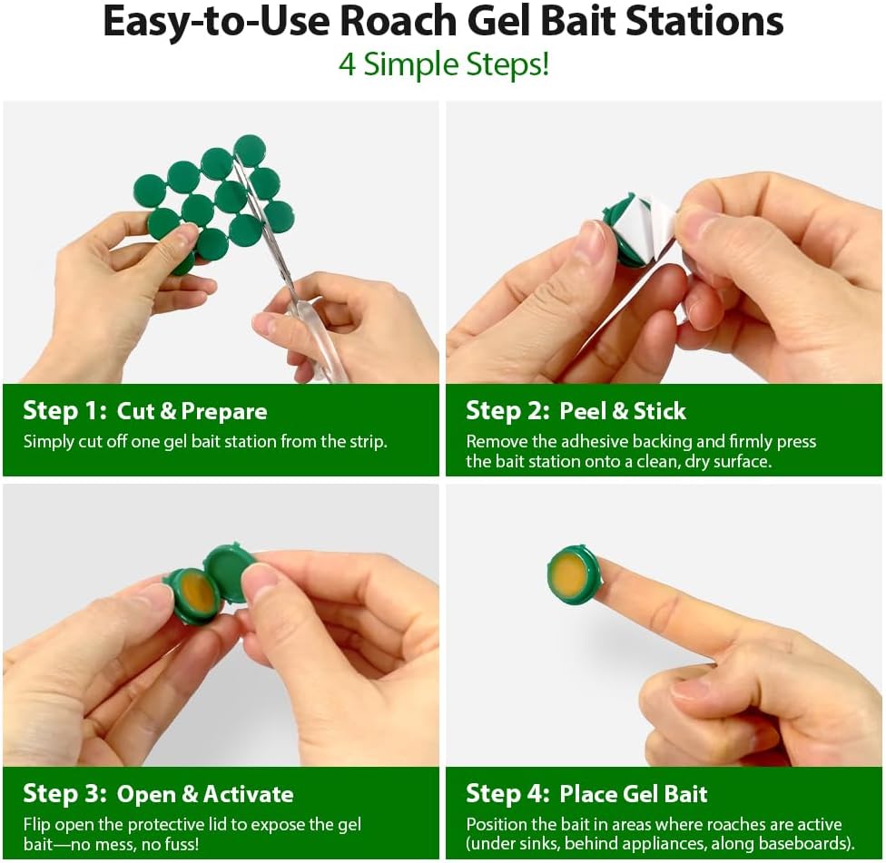 36 Pack Roach Killer Indoor Infestation Roaches Gel Bait Stations, Powerful Cockroach Killer Indoor Home for Roach Infestation, Long-Lasting & Effective Cockroach Gel Bait, Easy to Use & No Mess