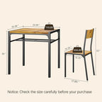 Gizoon Dining Table Set for 2, 3 Piece Kitchen Table with 2 Chairs for Small Space, Apartment, Kitchen, Dining Room, Space-Saving