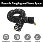 Coil Hose,3/8" EVA Coil Garden Hose 25 FT,Curly Water Hose Lightweight with Brass Connectors,Recoil Garden Hose Includes 8-Pattern Spray Nozzle for Boat, Yard, Patio, Green