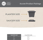 The HC Companies 14 Inch Accent Square Plant Saucer, Lightweight UV-Resistant Plastic Outdoor & Indoor Flower Pot Tray, 2-Pack Plant Pot Trays for Garden & Home Decor, Chocolate