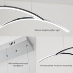 Modern Led Pendant Light, Dimmable Chrome Led Chandelier for Dining Room Light Fixture Over Table Creative Wave Pendant Light for Kitchen Island, Dining Room, Bedroom(Chrome)
