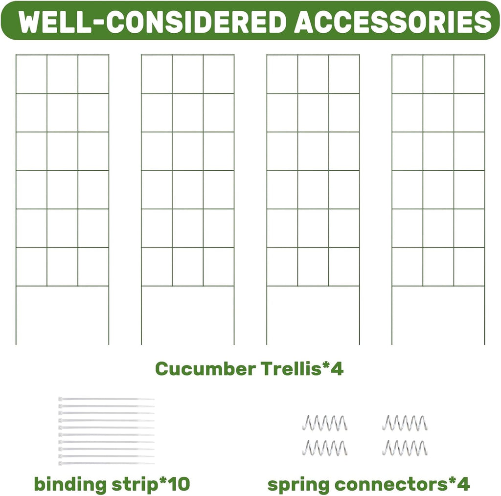 DOEWORKS Cucumber Trellis, 56" High Foldable A Frame Garden Trellis, 2 Pack, Plant Support for Climbing Cucumber, Beans, Tomatoes, Flowers, Green