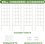 DOEWORKS Cucumber Trellis, 56" High Foldable A Frame Garden Trellis, 2 Pack, Plant Support for Climbing Cucumber, Beans, Tomatoes, Flowers, Green