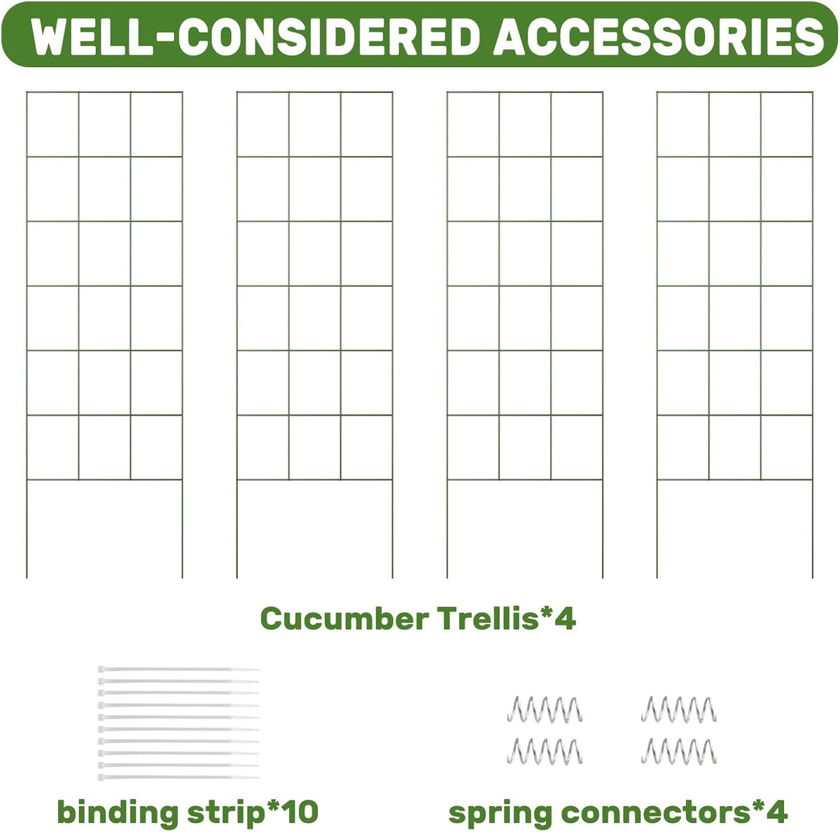 DOEWORKS Cucumber Trellis, 56" High Foldable A Frame Garden Trellis, 2 Pack, Plant Support for Climbing Cucumber, Beans, Tomatoes, Flowers, Green