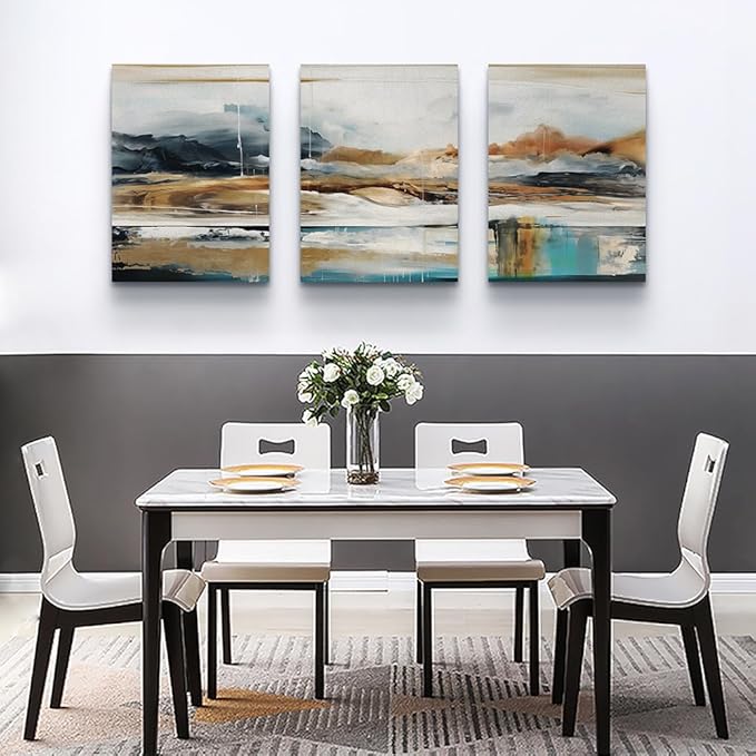 MHARTK66 Large Canvas Wall Art For Living Room Modern Bedroom Wall Decor Abstract Ink Painting Canvas Prints for Home Decorations Ready to Hang Office Inspiration Posters Pictures Artworks 3 Piece