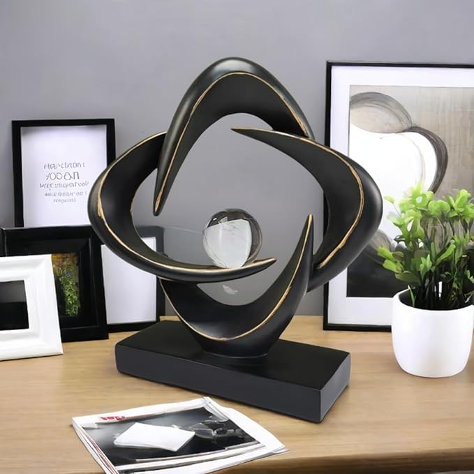 Modern Home Decor Abstract Decorative Sculpture Decorations for Living Room Dining Room Office, Resin Art Statues Coffee Table Bookshelf Decor Accents (Black)