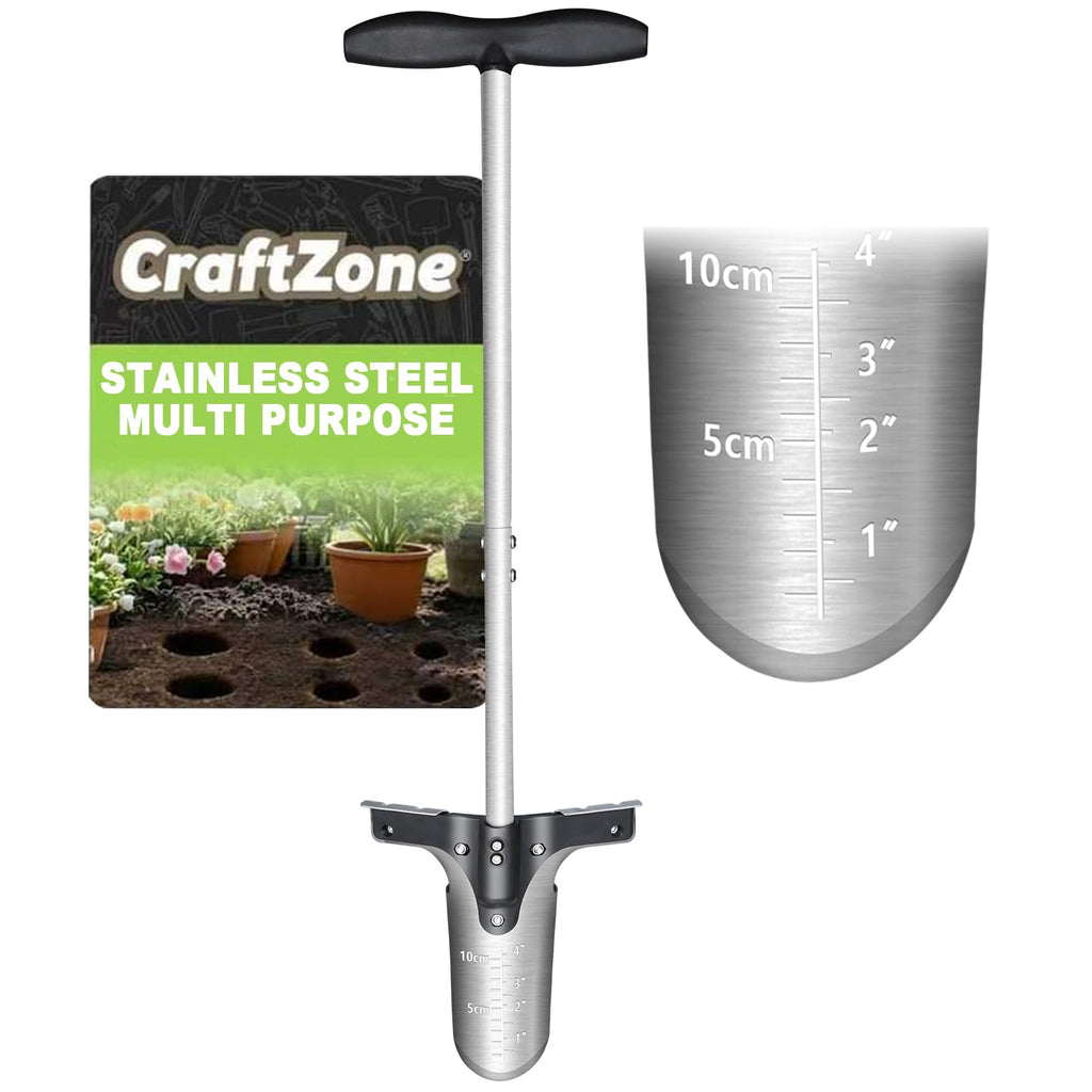 CRAFTZONE Bulb Planter Tool with Long Handle and Foot Pedal Heavy Duty High Carbon Steel Garden Dibber Sod Plugger Cutter for Planting Bulbs Tubers and Lawn Care for Digging Grass Plug Soil Tulips