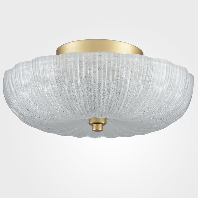 DIRYZON Modern 3-Light Ceiling Light Fixture,Brass Hallway Light Fixtures Ceiling,Semi Flush Mount Ceiling Light with 12 Inch Fine Sand Glass for Kitchen Living Room Bedroom