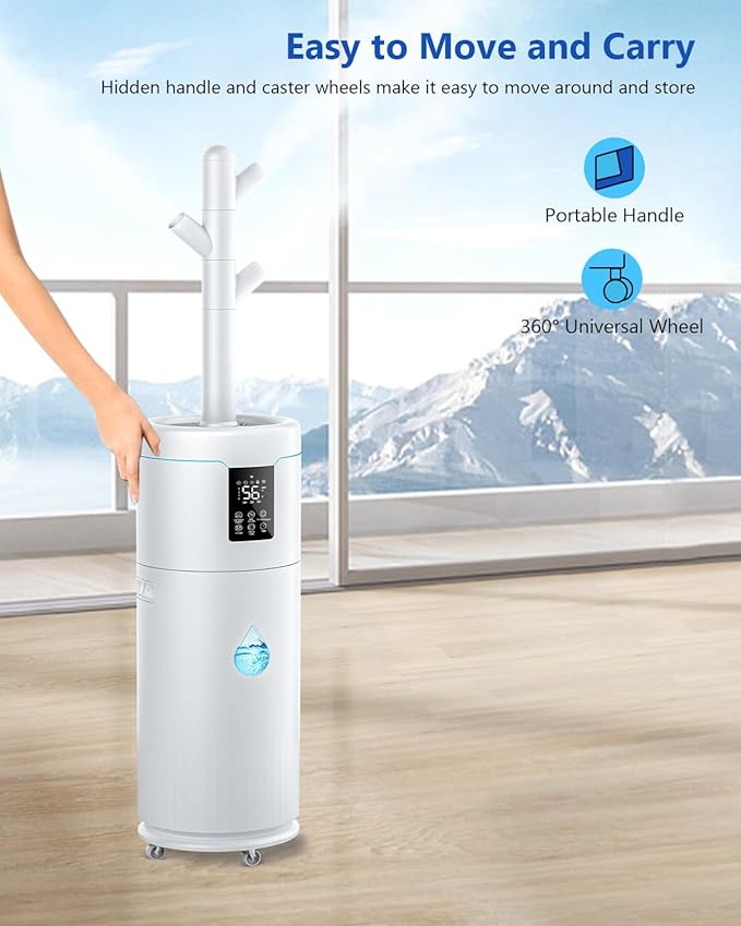 17L/4.5Gal Ultra Large Humidifiers for Bedroom 2000 sq ft, Quiet Humidifiers for Large Room, Tower Humidifier with 4 Mist Mode & Extension Tube for Home School Office Commercial Greenhouse Plants