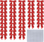 2.5" Hgzgch Red Satin Ribbon Bow for Gift Wrapping, Premade Bows for Crafts, Cake, Party Favors, Handmade Bows with Double-Sided Tape, Self Adhesive Gift Bows for Presents, Treats, Christmas - 50pcs