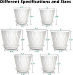 GARDIFE 7/6.5/6/5.5/5/4.5/4 inch Plant Pots, 7 Pack Flower Pots Indoor Outdoor, Planters with Drainage Holes and Tray Saucers (White)