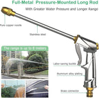 Garden Hose Nozzle Heavy Duty Brass Metal Sprayer Nozzle High Pressure Spray Gun 360° Rotaing Water Adjustmen for Car Washing, Outdoor Gardening, Pets Shower, Patio Cleaning