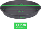 2 Pack of 14 inch Plant Saucer, Heavy Duty Round Plastic Plant Water Tray, Bird Bath Bowls, Plant Saucers for Indoors, Pot Drip Trays for Planter 12-14" (14", Cement)