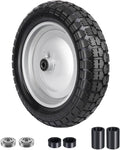 4.80/4.00-8 Tire, 14.5" Flat Free Wheelbarrow Tire and Wheel, 5/8" 3/4" Bearings Solid Replacement Tires, 3" -7" Centered Hub, Universal Fit 3.50/3.00-8, 4.00-6 Trolley Dolly Go Kar, 1 Pack