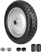 4.80/4.00-8 Tire, 14.5" Flat Free Wheelbarrow Tire and Wheel, 5/8" 3/4" Bearings Solid Replacement Tires, 3" -7" Centered Hub, Universal Fit 3.50/3.00-8, 4.00-6 Trolley Dolly Go Kar, 1 Pack