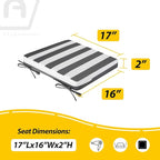 AAAAAcessories Outdoor Seat Cushions for Chairs, Waterproof, Fade-Resistant, 17" x 16" x 2", Patio Furniture Replacement Cushions, Set of 2, Gray Cabana Stripe