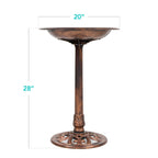 Best Choice Products 28in Pedestal Bird Bath, Vintage Outdoor Resin Accent Decoration w/Fleur-de-Lis Accents - Copper