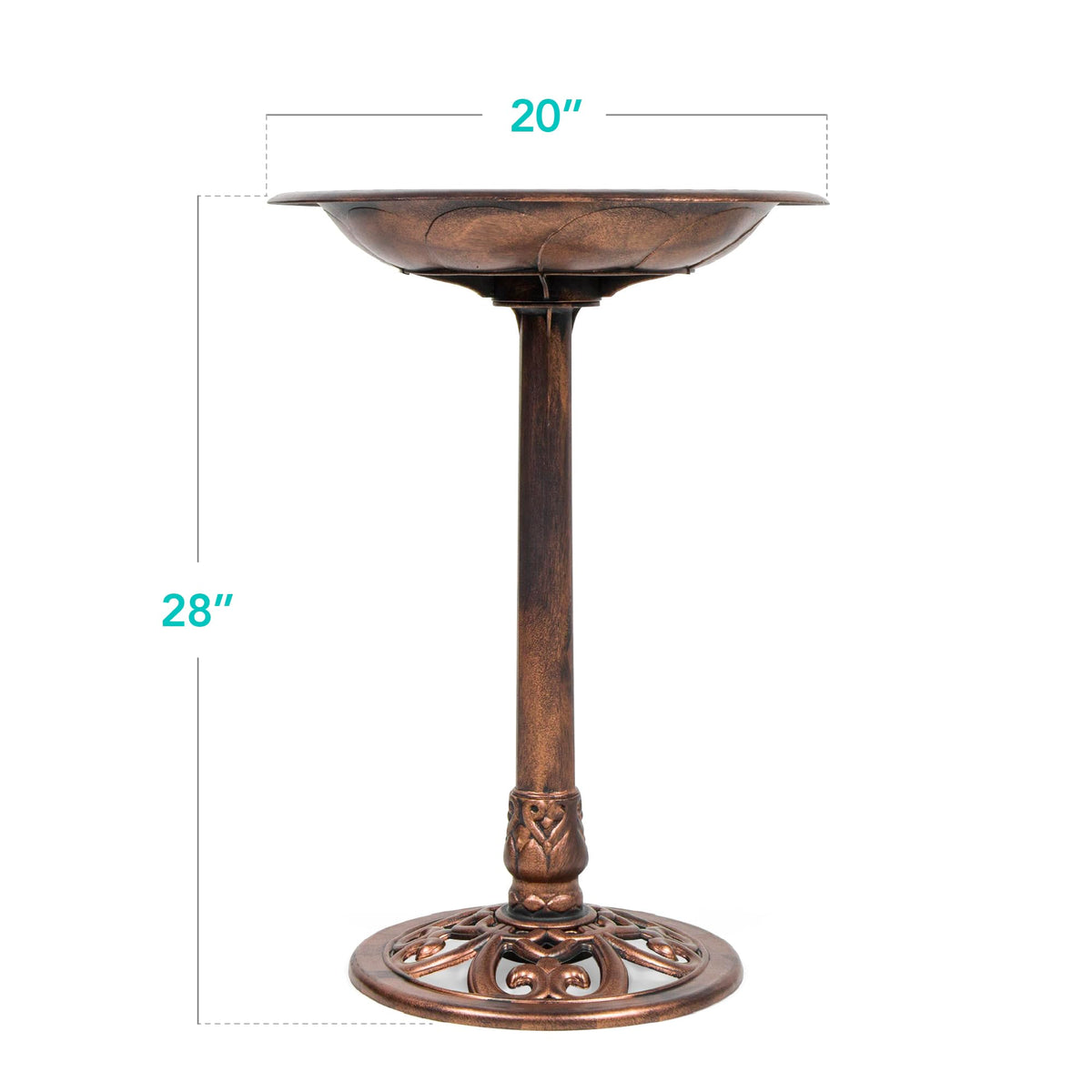 Best Choice Products 28in Pedestal Bird Bath, Vintage Outdoor Resin Accent Decoration w/Fleur-de-Lis Accents - Copper