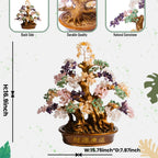 Natural Bonsai Feng Shui Money Tree, 18'', Includes Lucky Coins Chain, Tree of Life (1300 Gemstone Count), Good Luck and Wealth